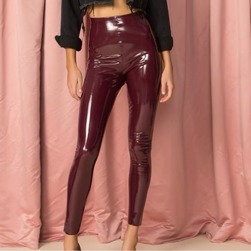 Commando faux patent leather burgundy leggings XS inseam 25.5”